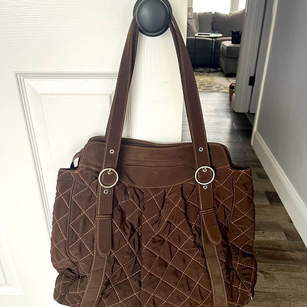 Vera Bradley quilted tote in chocolate. Beautiful lining!
